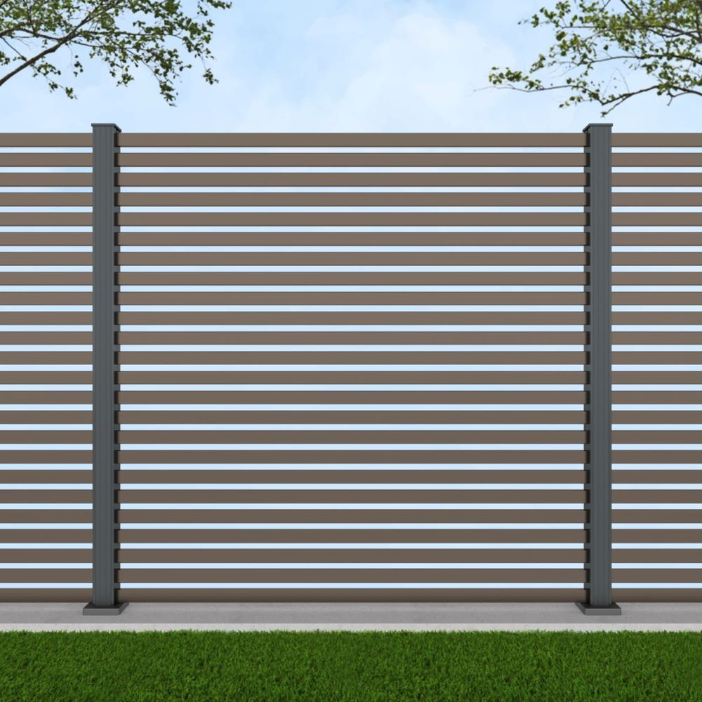 1.8m Parallel 50 Beige Grey - Basalt Grey Bolt Down Posts - Metre Price