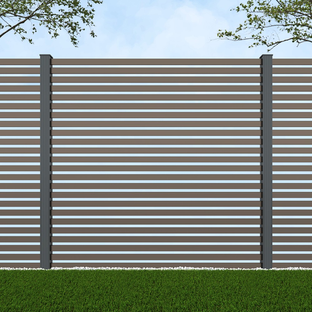 1.8m Parallel 50 Beige Grey - Basalt Grey Posts - Metre Price
