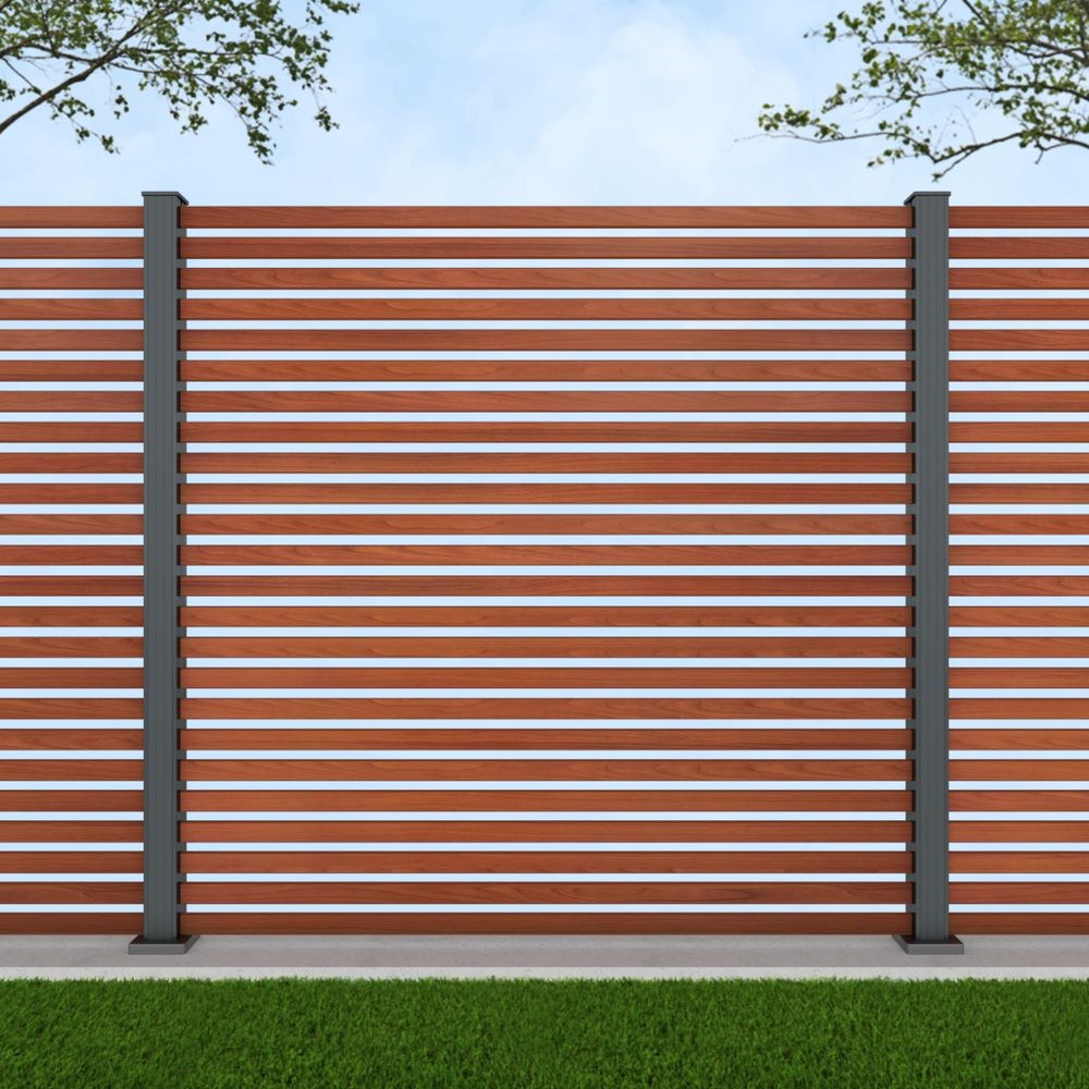 1.8m Parallel 50 Oak Wood Effect - Basalt Grey Bolt Down Posts -Metre Price