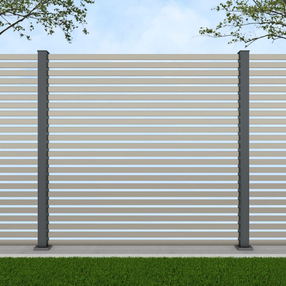 1.8m Parallel 50 Pebble Grey - Basalt Grey Bolt Down Posts - Metre Price
