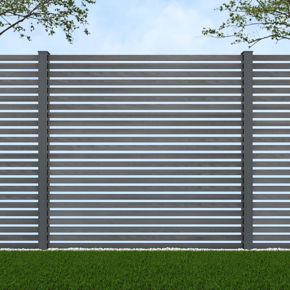 1.8m Parallel 50 Grey Wood Effect - Basalt Grey Posts - Metre Price