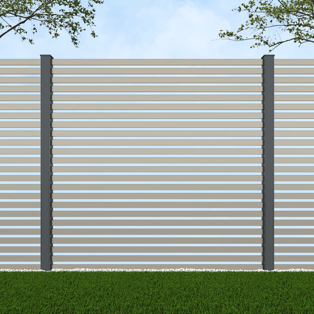 1.8m Parallel 50 Pebble Grey - Basalt Grey Posts - Metre Price