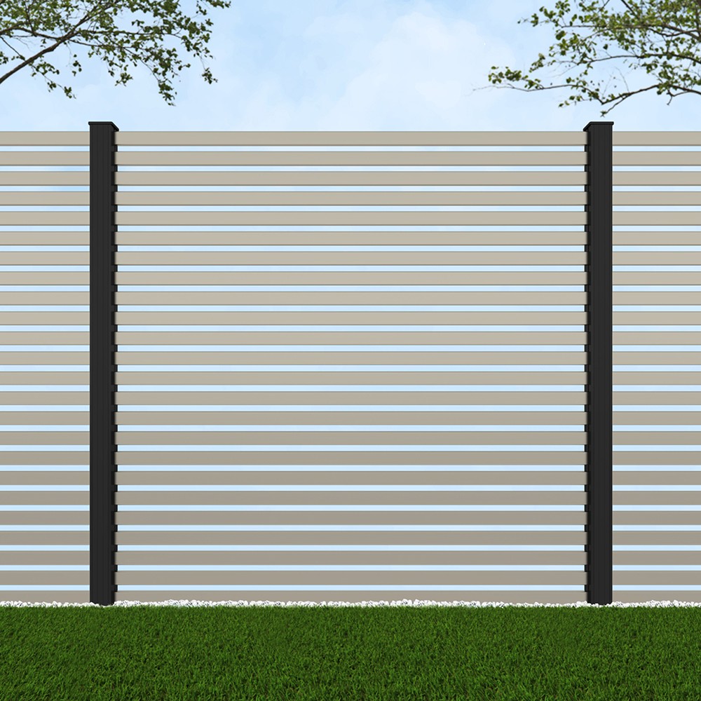 1.8m Parallel 50 Pebble Grey - Black Sand Posts - Metre Price