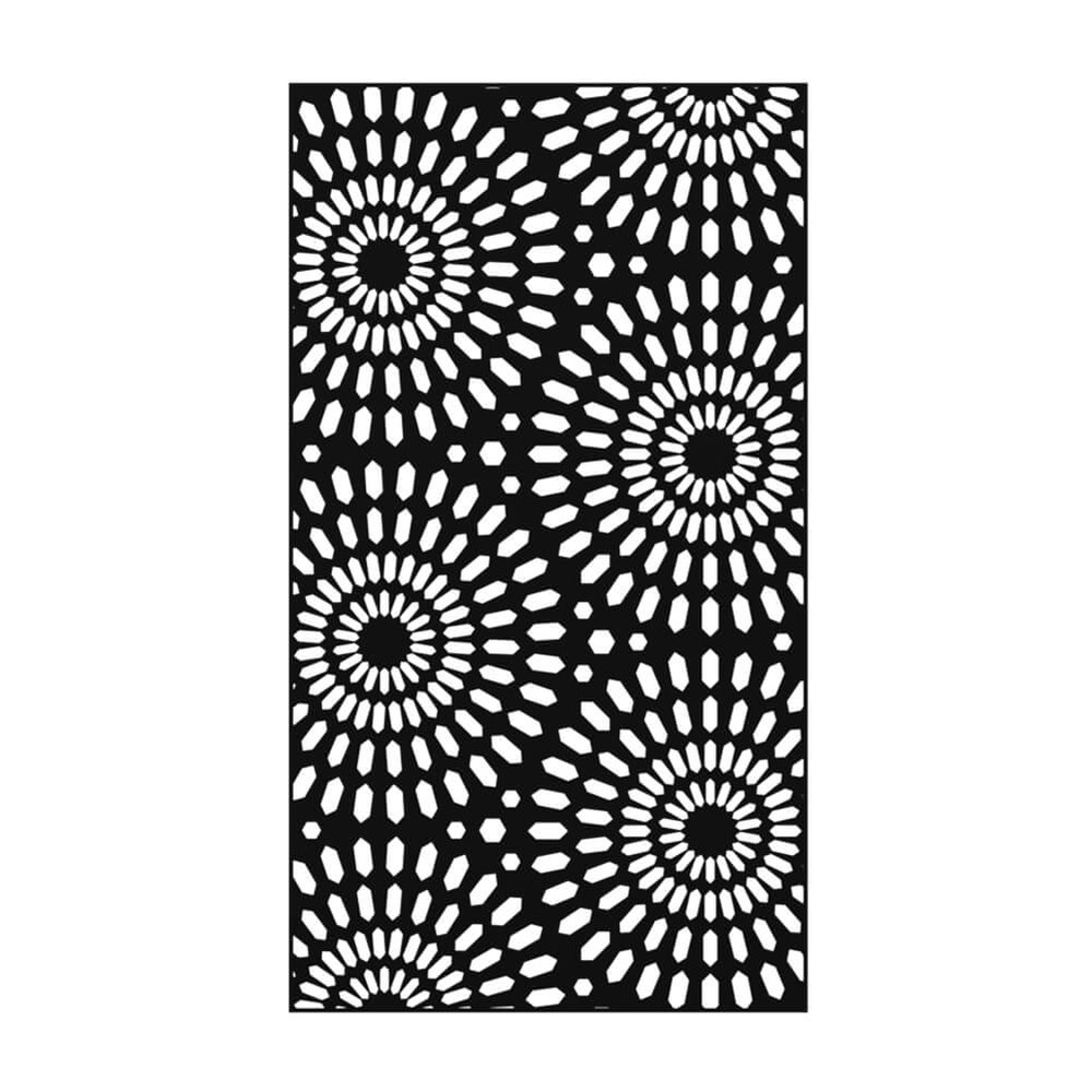 1000mm Wide Laser Cut Panel 1800mm High x 5mm Sunburst Pattern - Black Sand Matt