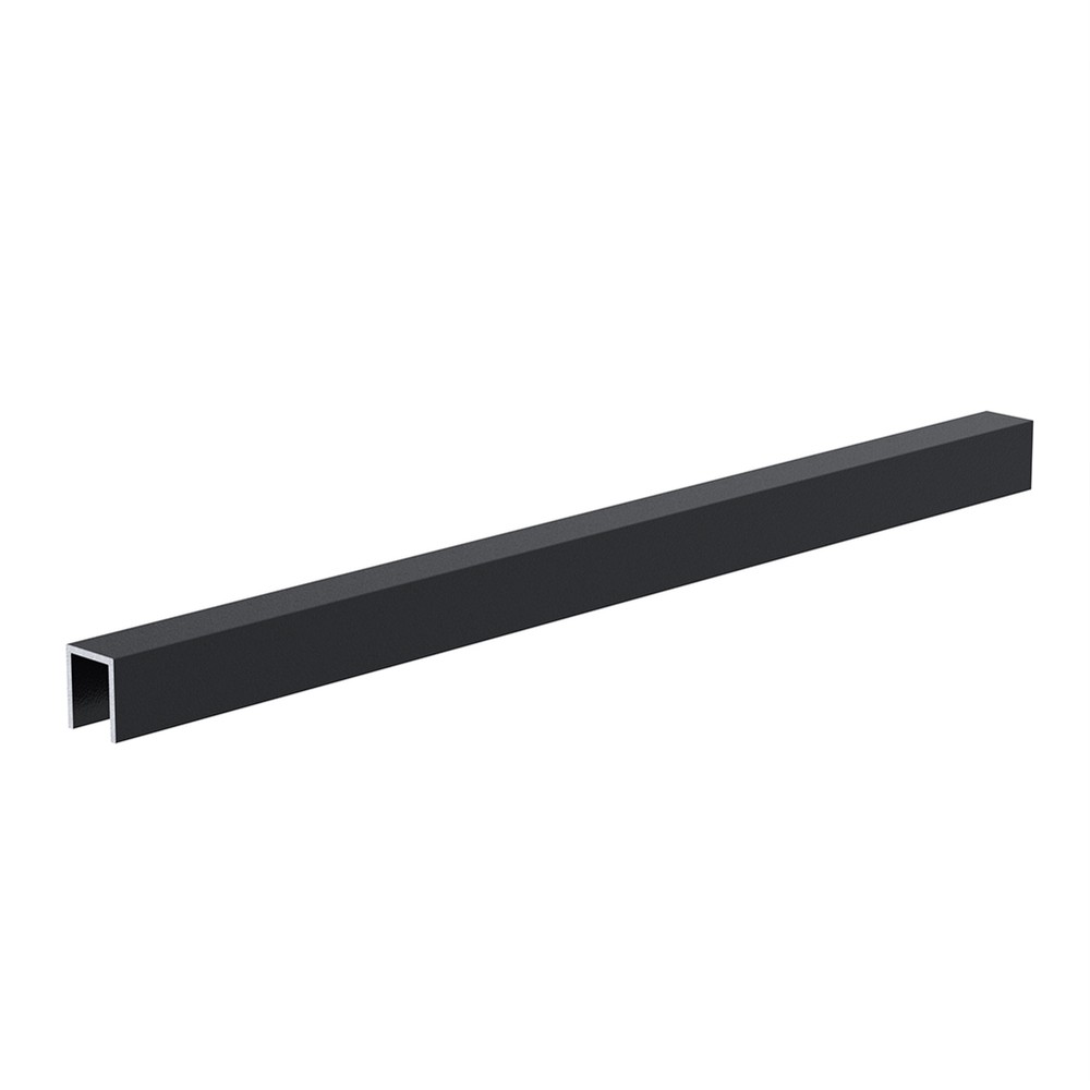 U Channel with 16mm Slot - 20.6 x 24mm Black Sand RAL 9005 - 5000mm Long