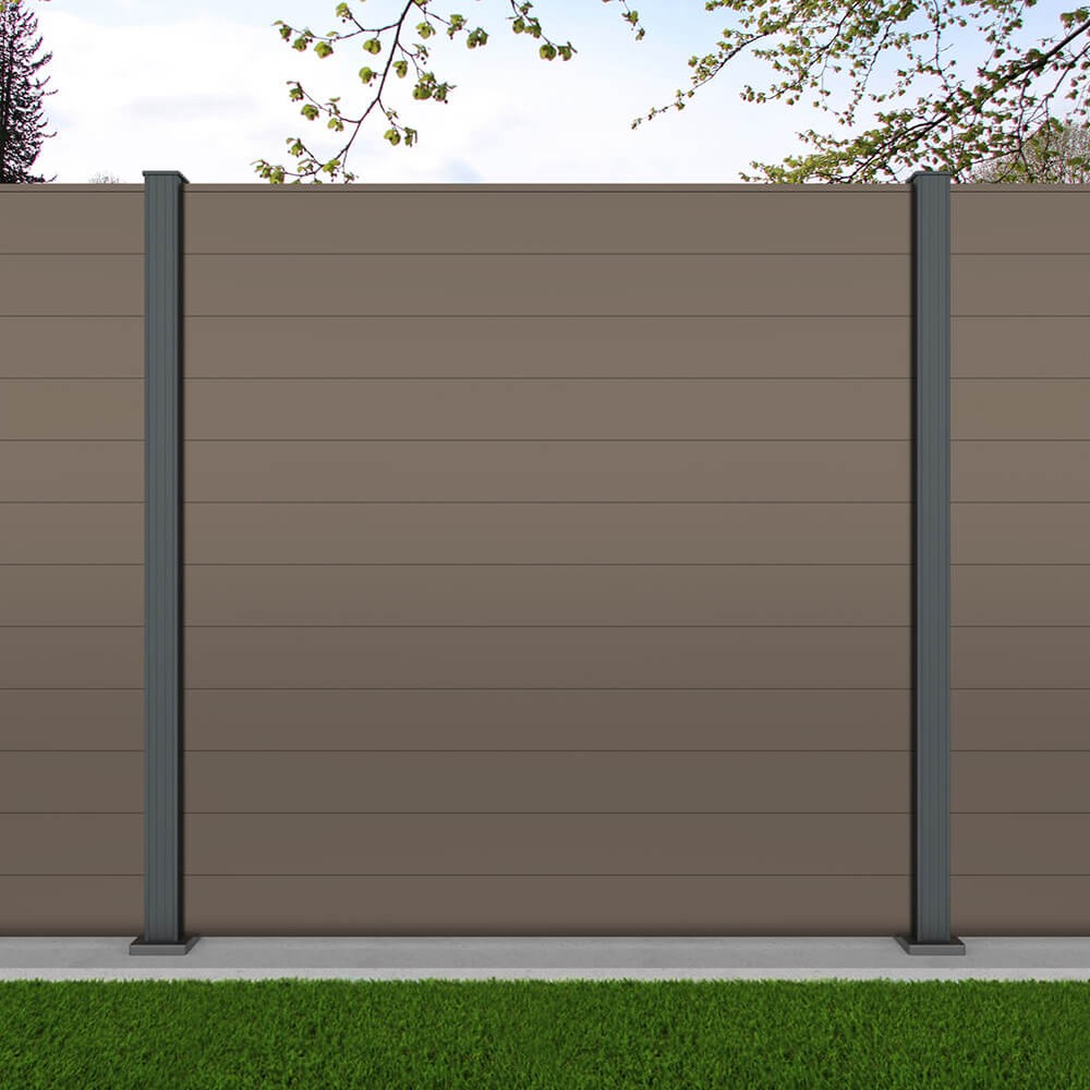 1.8m Connect Beige Grey - Basalt Grey Bolt Down Posts - Metre Price