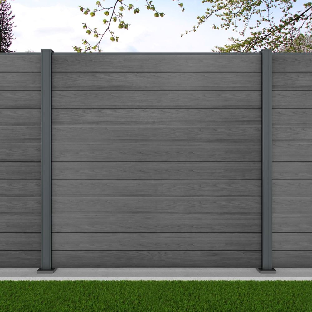 1.8m Connect Grey Wood Effect - Basalt Grey Bolt Down Posts - Metre Price