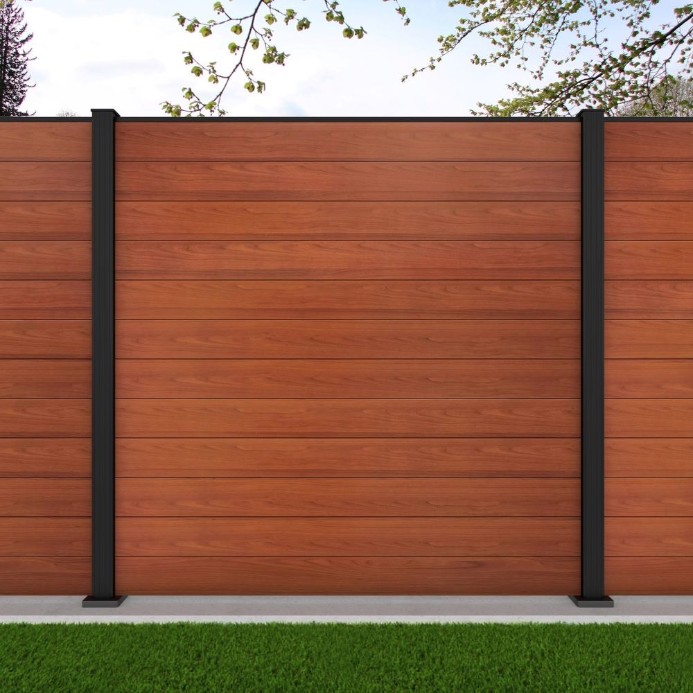 1.8m Connect Oak Wood Effect - Black Sand Bolt Down Posts - Metre Price