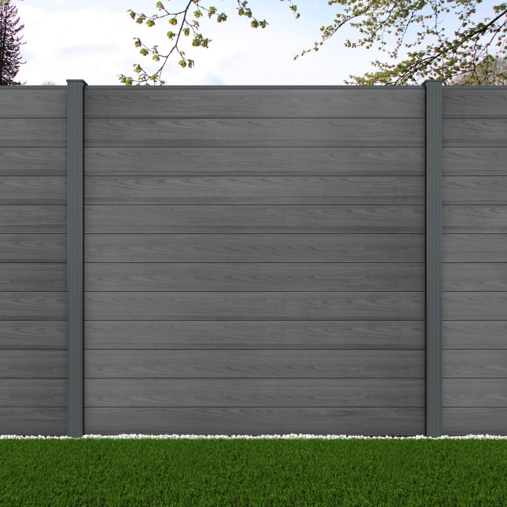 1.8m Connect Grey Wood Effect - Basalt Grey Posts - Metre Price
