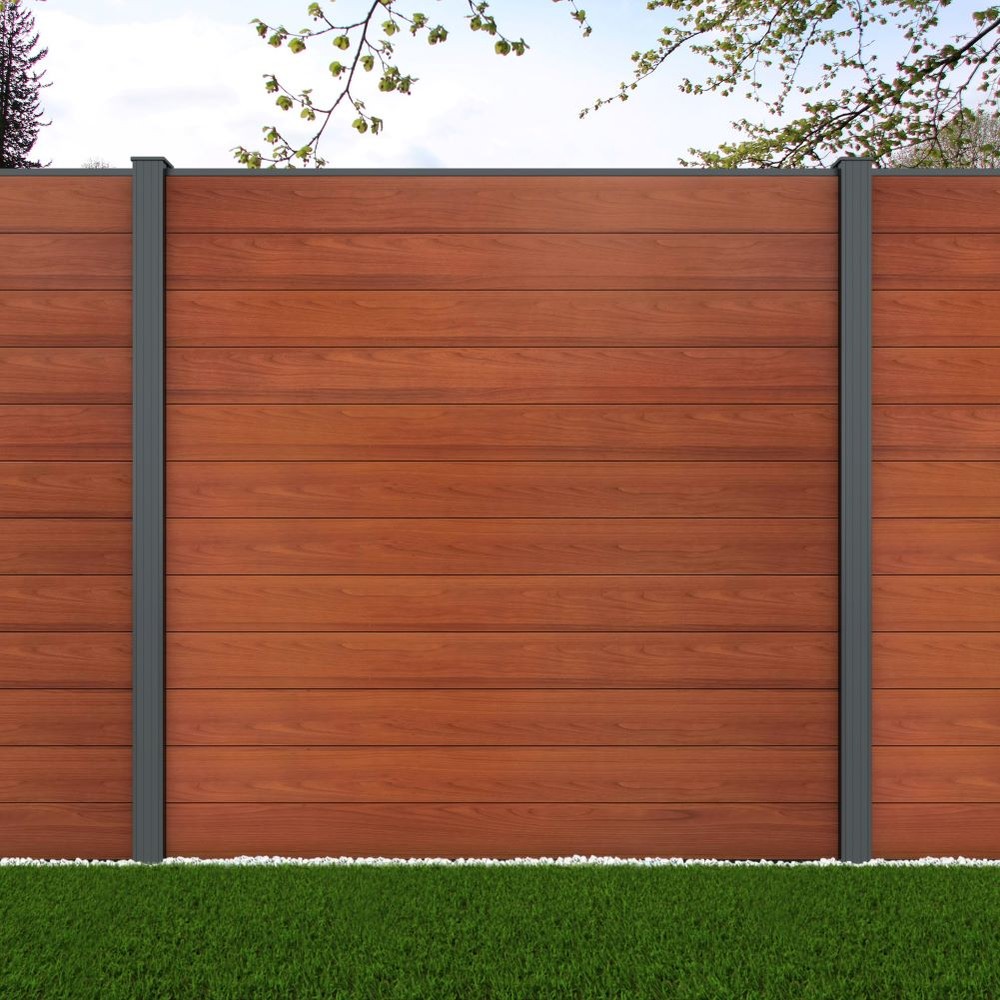1.8m Connect Oak Wood Effect - Basalt Grey Posts - Metre Price
