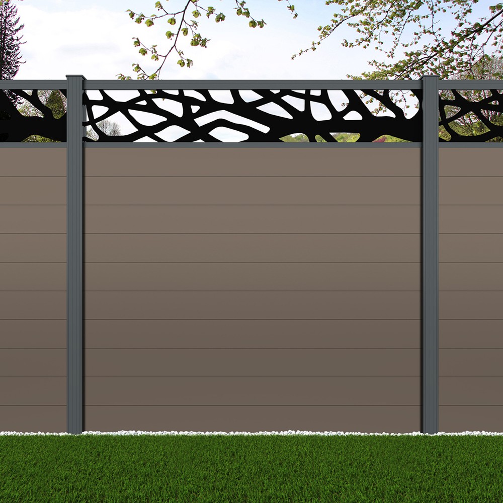 1.8m Connect + Woodland Laser Beige Grey Basalt Grey Posts - Metre Price