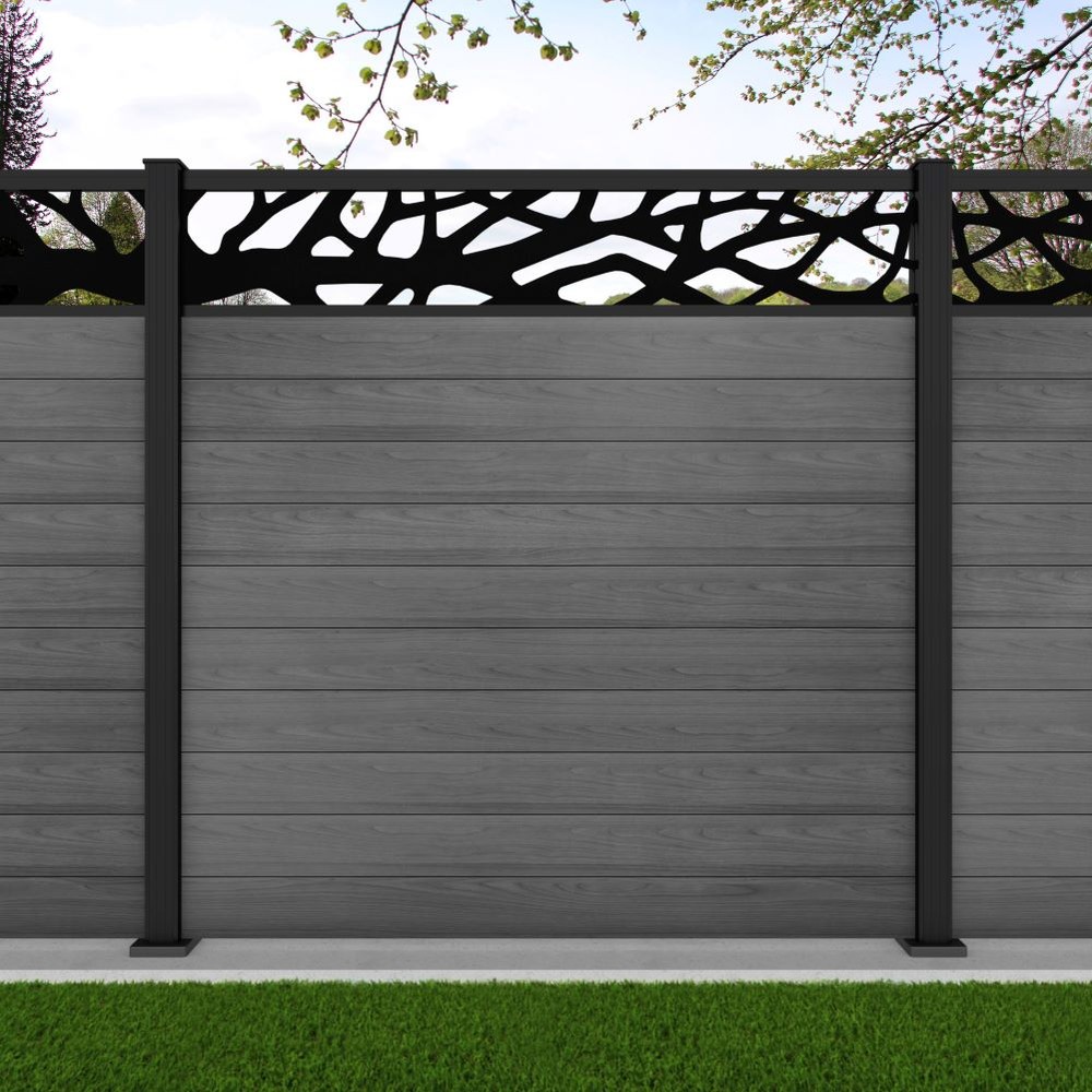 1.8m Connect+Woodland Laser Grey Effect Black Sand Bolt Down Posts - Metre Price