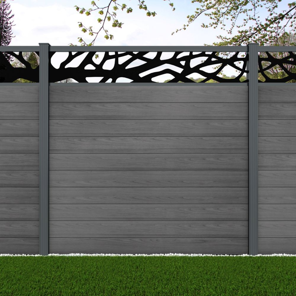 1.8m Connect+Woodland Laser Grey Effect Basalt Grey Posts - Metre Price
