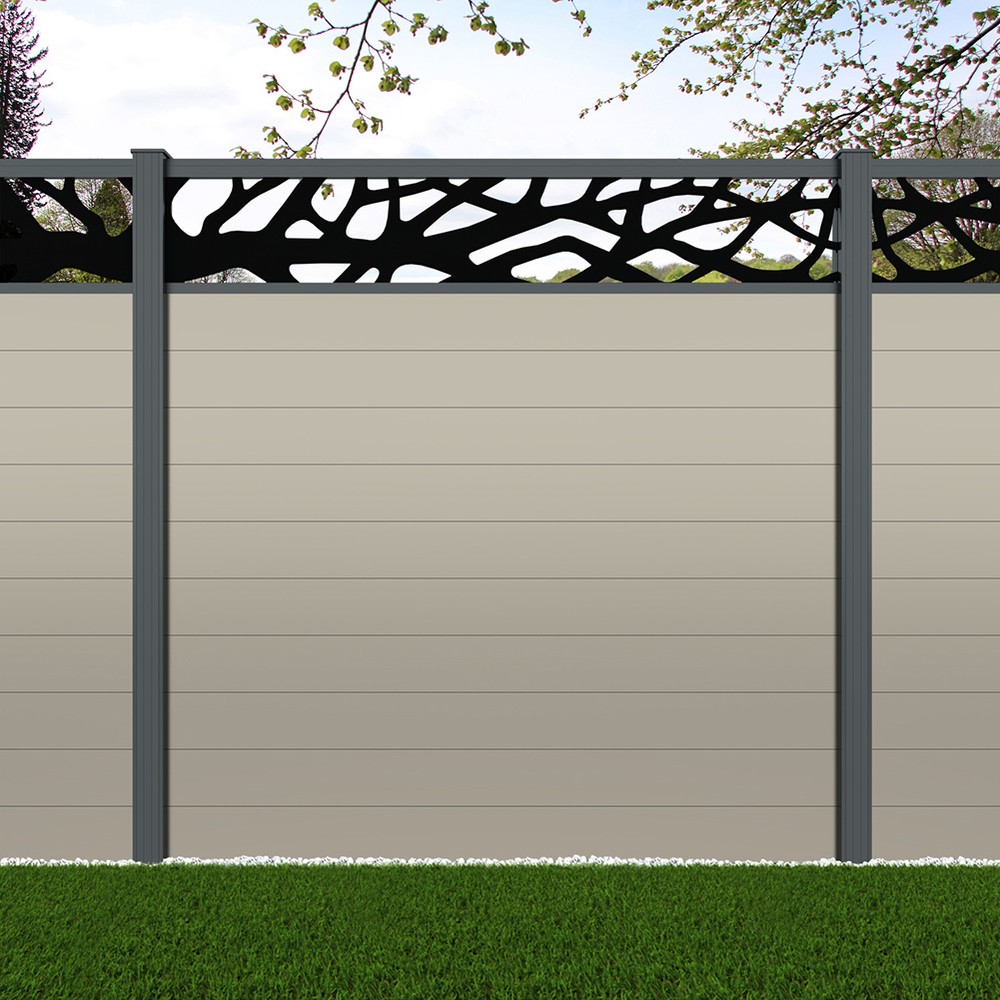 1.8m Connect+ Woodland Laser Pebble Grey Basalt Grey Posts - Metre Price