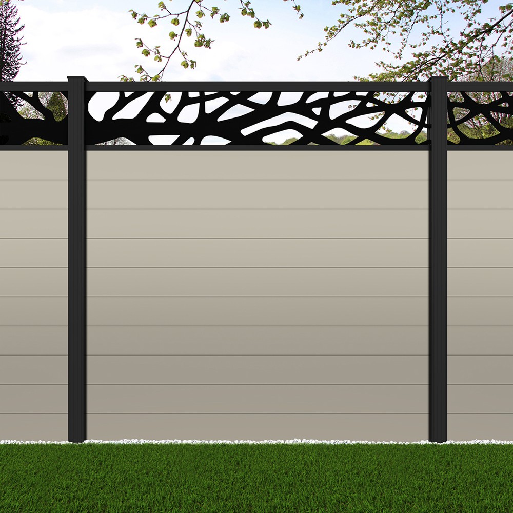 1.8m Connect+ Woodland Laser Pebble Grey Black Sand Posts - Metre Price