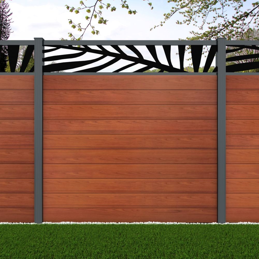 1.8m Connect + Palm Laser Oak Wood Effect Basalt Grey Posts - Metre Price