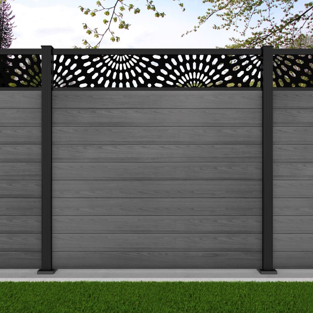 1.8m Connect + Sunburst Laser Grey Effect Black Sand Bolt Down Posts - Metre Price