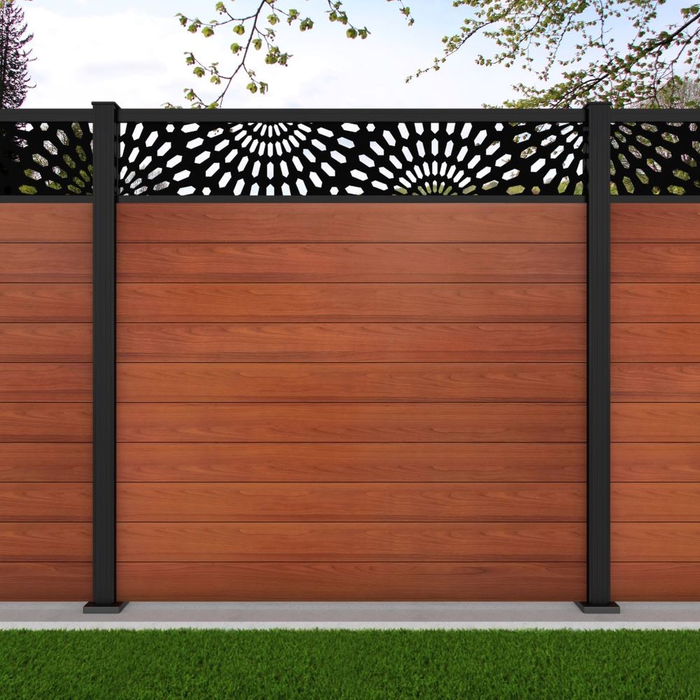 1.8m Connect + Sunburst Laser Oak Effect Black Sand Bolt Down Posts - Metre Price