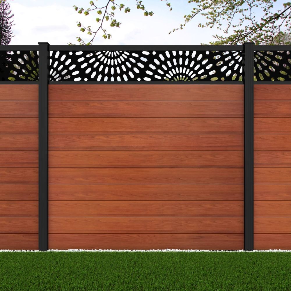1.8m Connect + Sunburst Laser Oak Effect Black Sand Posts - Metre Price