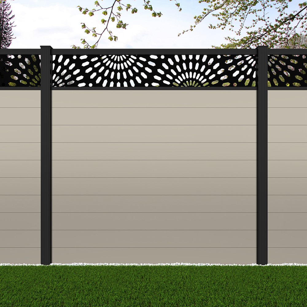 1.8m Connect + Sunburst Laser Pebble Grey Black Sand Posts - Metre Price