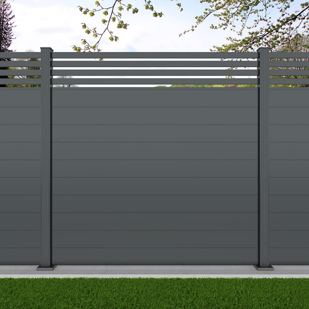 1.8m Connect + Parallel 50 Basalt Grey - Basalt Grey Bolt Down Posts - Metre Price