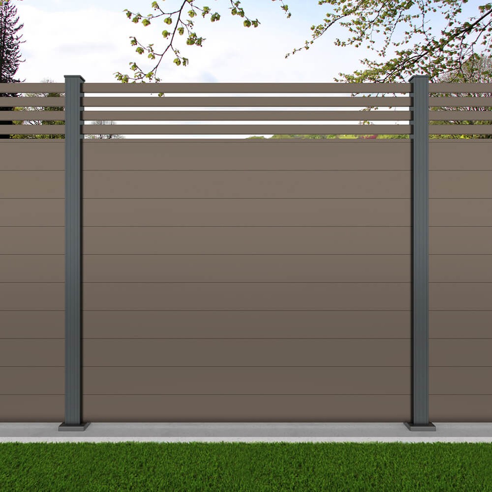 1.8m Connect + Parallel 50 Beige Grey - Basalt Grey Bolt Down Posts - Metre Price