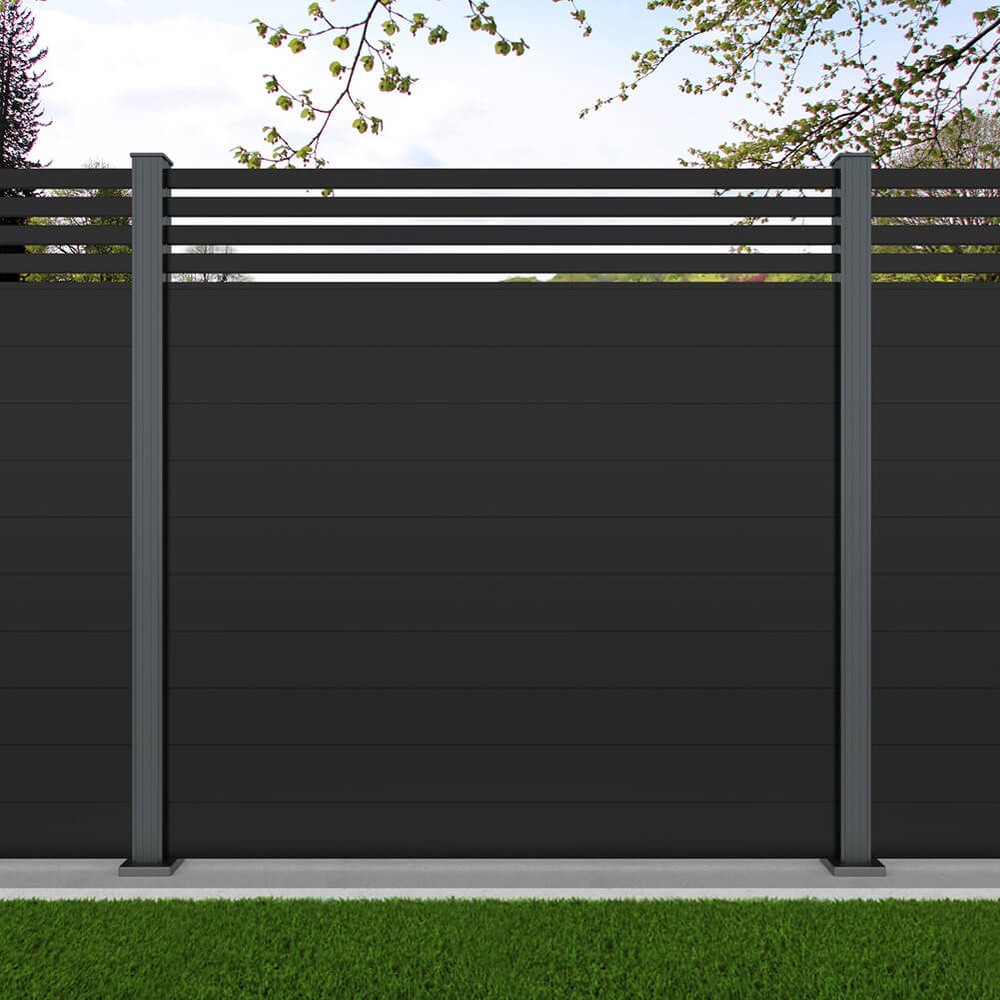 1.8m Connect + Parallel 50 Black Sand - Basalt Grey Bolt Down Posts - Metre Price