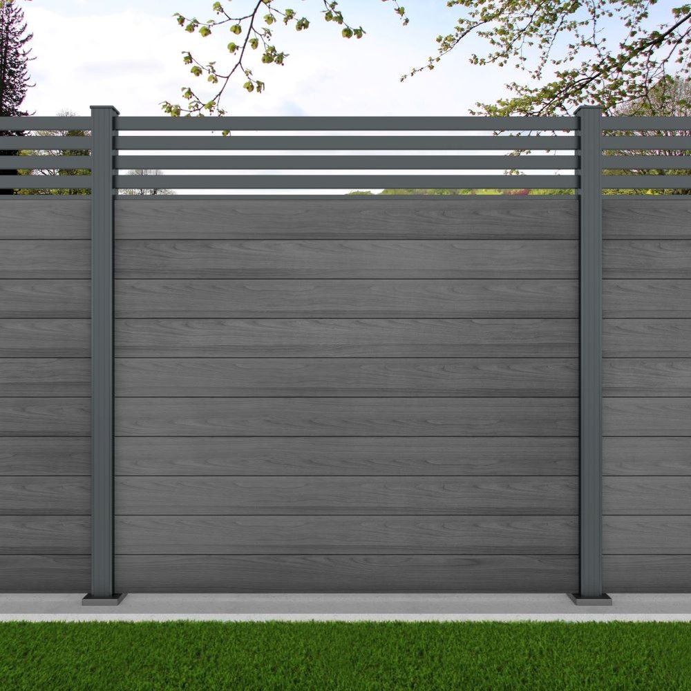 1.8m Connect + Parallel 50 Grey Wood Effect - Basalt Grey Bolt Down Posts - Metre Price 