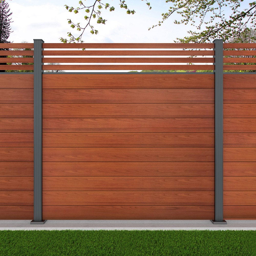 1.8m Connect + Parallel 50 Oak Wood Effect - Basalt Grey Bolt Down Posts - Metre Price 