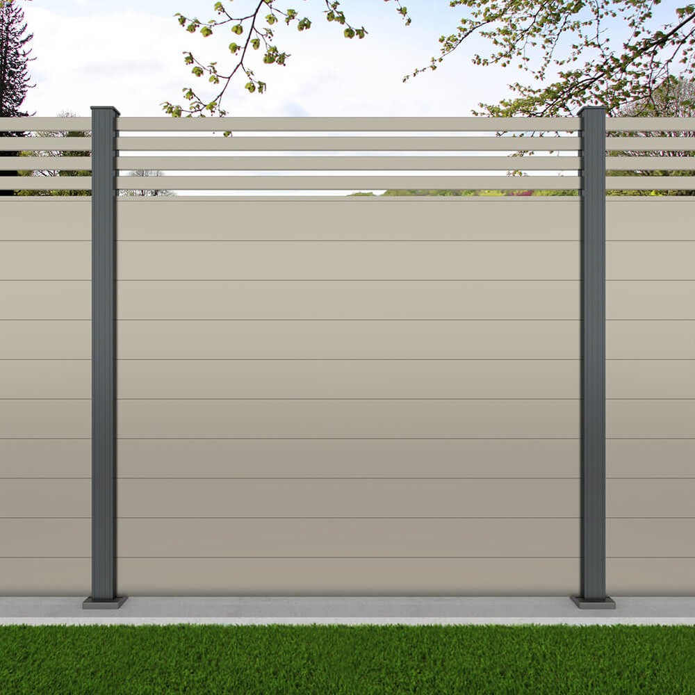 1.8m Connect + Parallel 50 Pebble Grey - Basalt Grey Bolt Down Posts - Metre Price