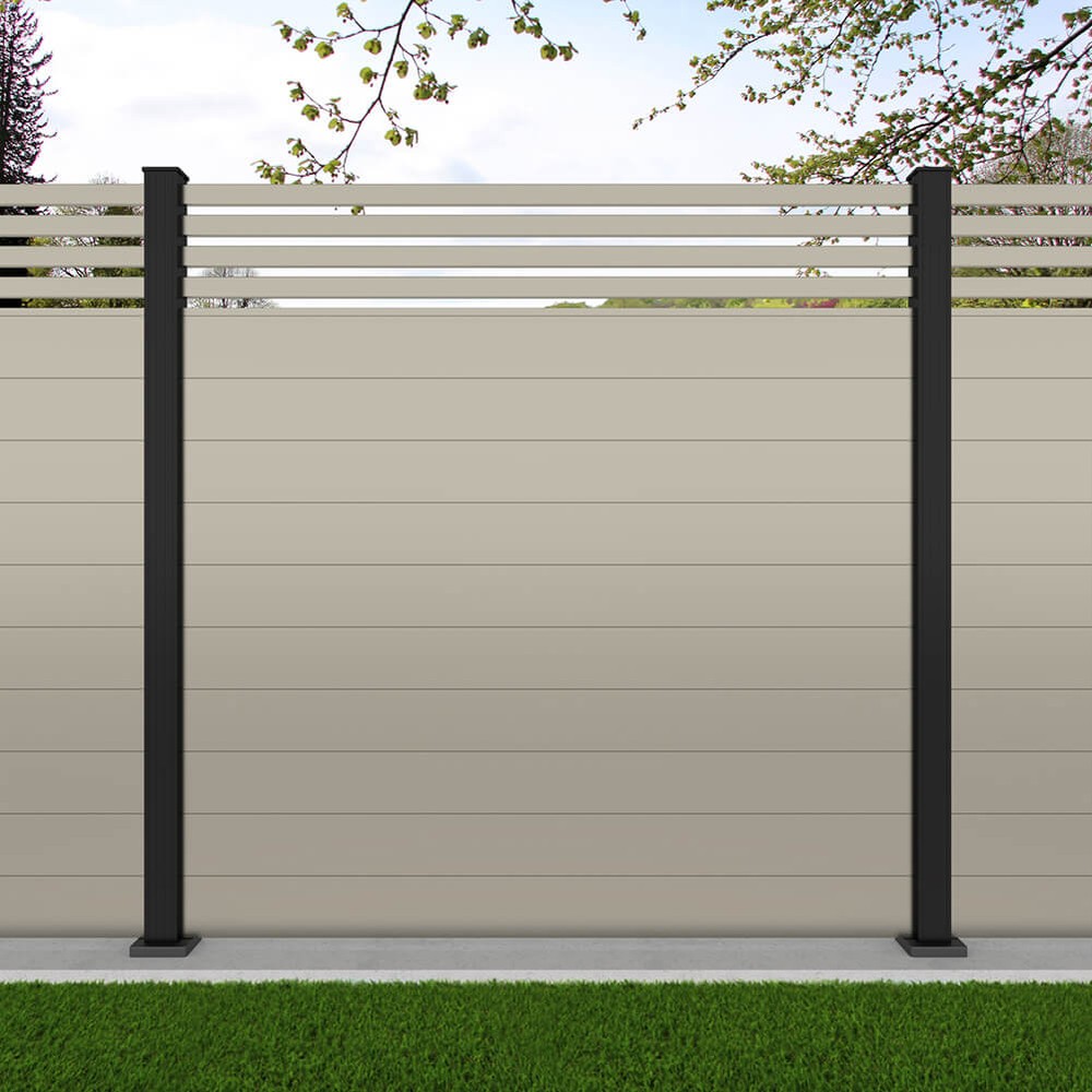 1.8m Connect + Parallel 50 Pebble Grey - Black Sand Bolt Down Posts - Metre Price