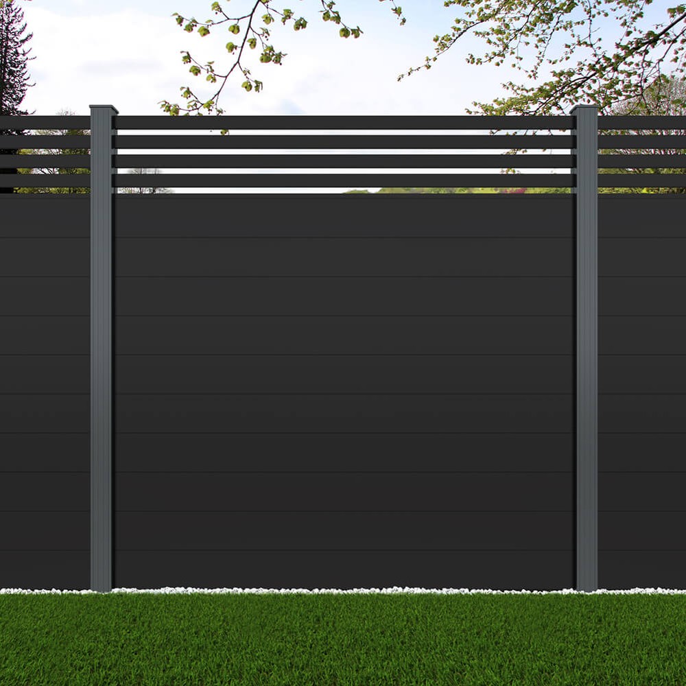 1.8m Connect + Parallel 50 Black Sand - Basalt Grey Posts - Metre Price