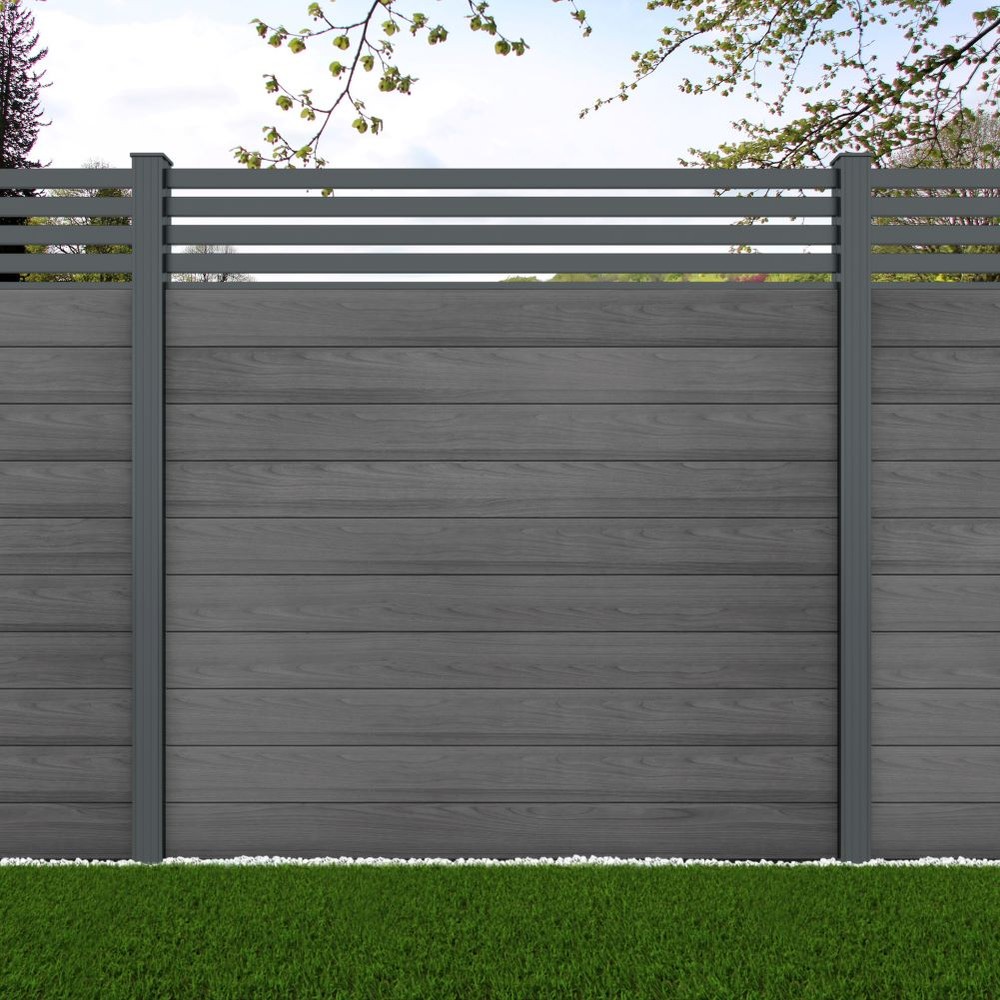 1.8m Connect + Parallel50 Grey Wood Effect - Basalt Grey Posts - Metre Price