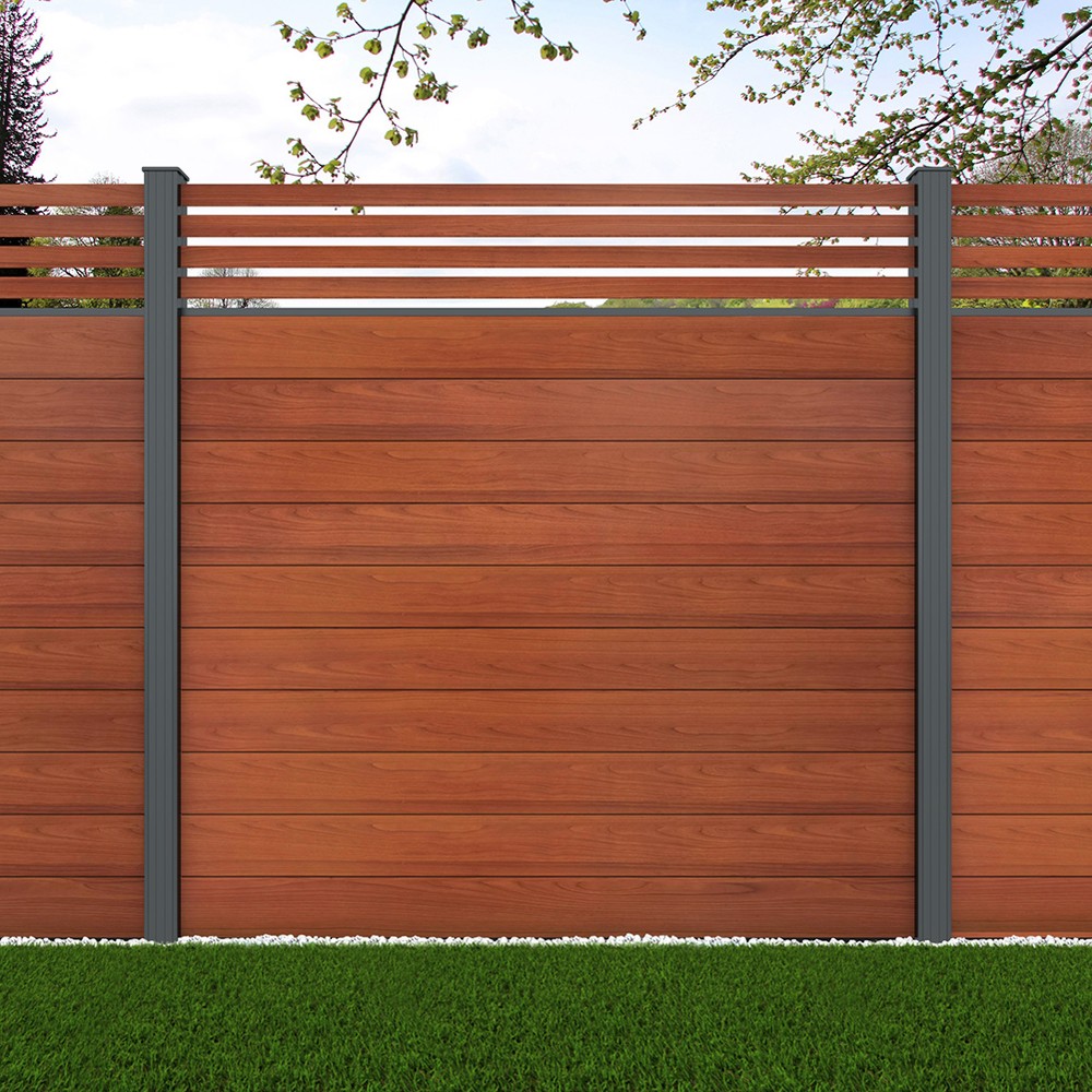 1.8m Connect + Parallel 50 Oak Wood Effect Basalt Grey Posts - Metre Price