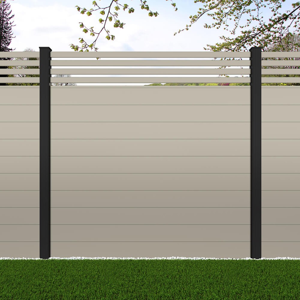 1.8m Connect + Parallel 50 Pebble Grey - Black Sand Posts - Metre Price