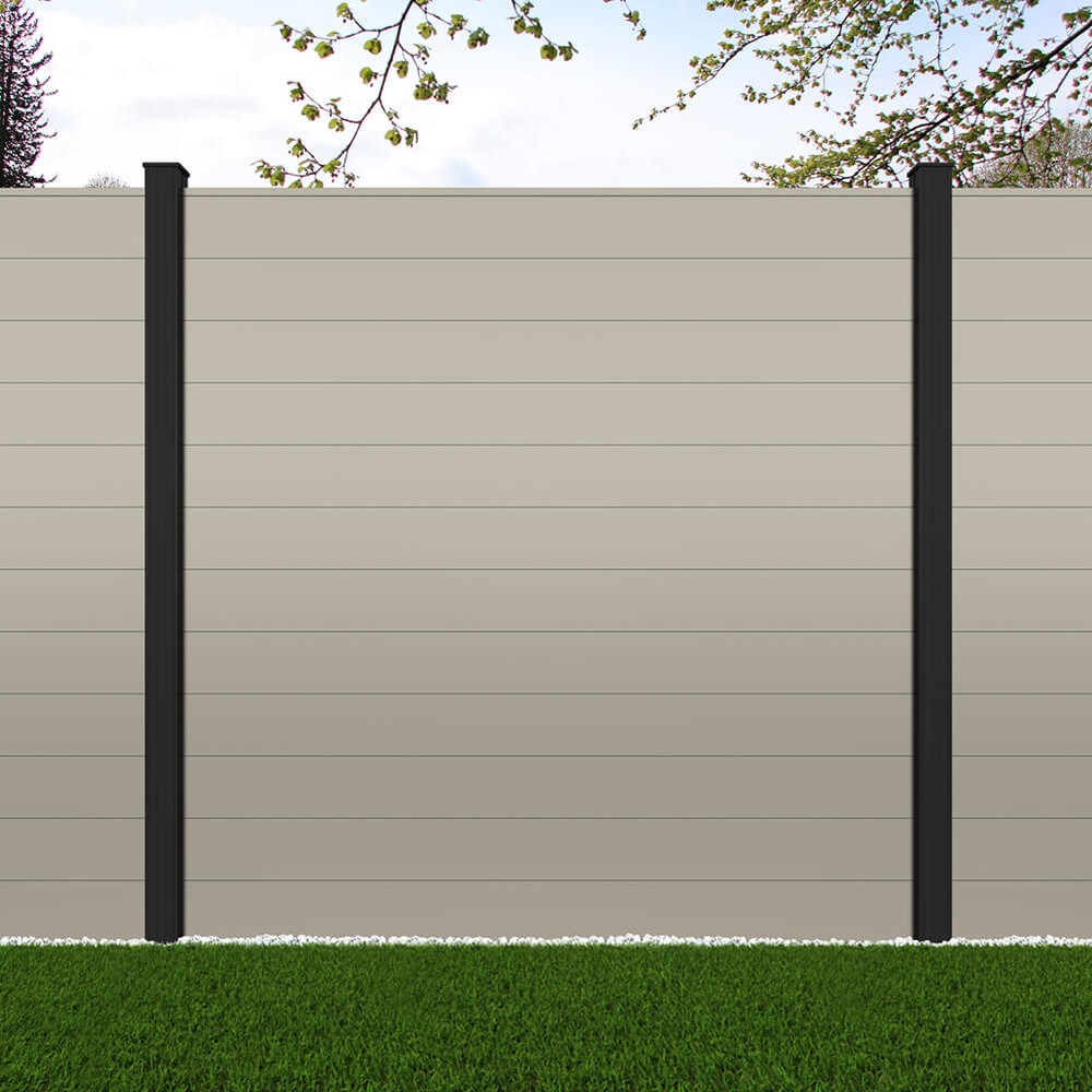 1.8m Connect Pebble Grey - Black Sand Posts - Metre Price