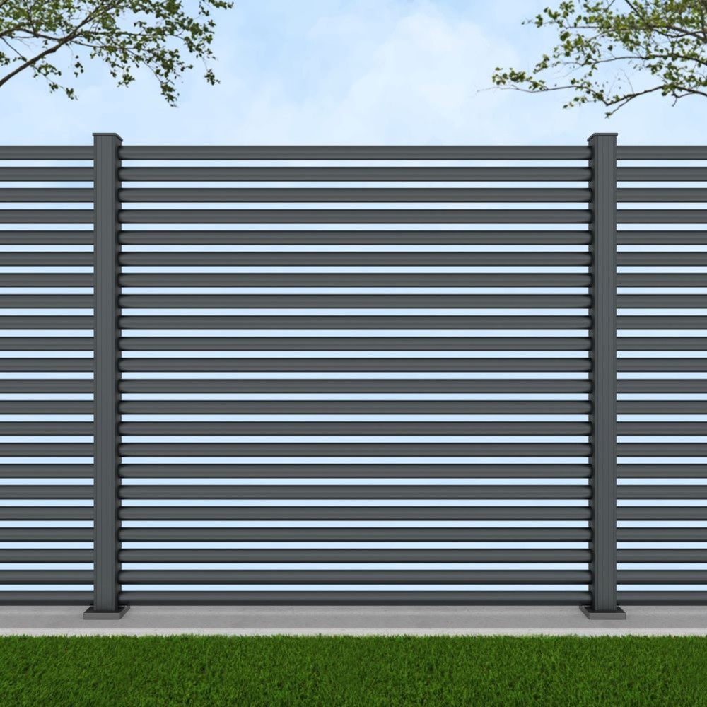1.8m Half Round Basalt Grey - Basalt Grey Bolt Down Posts - Metre Price