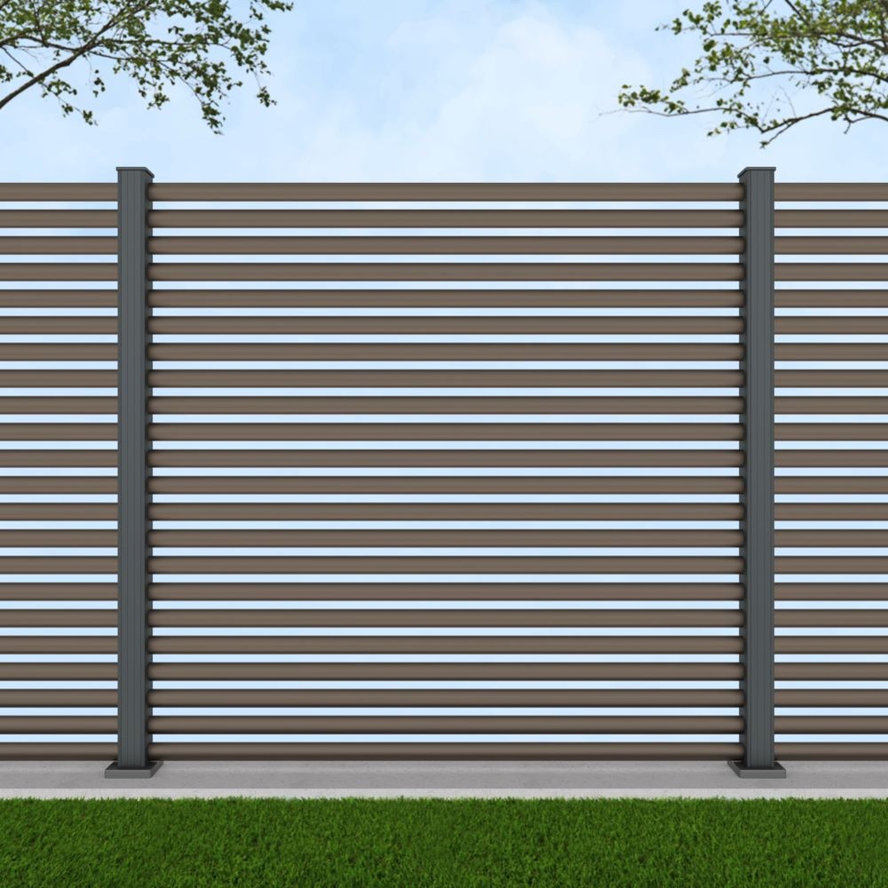 1.8m Half Round Beige Grey - Basalt Grey Bolt Down Posts - Metre Price