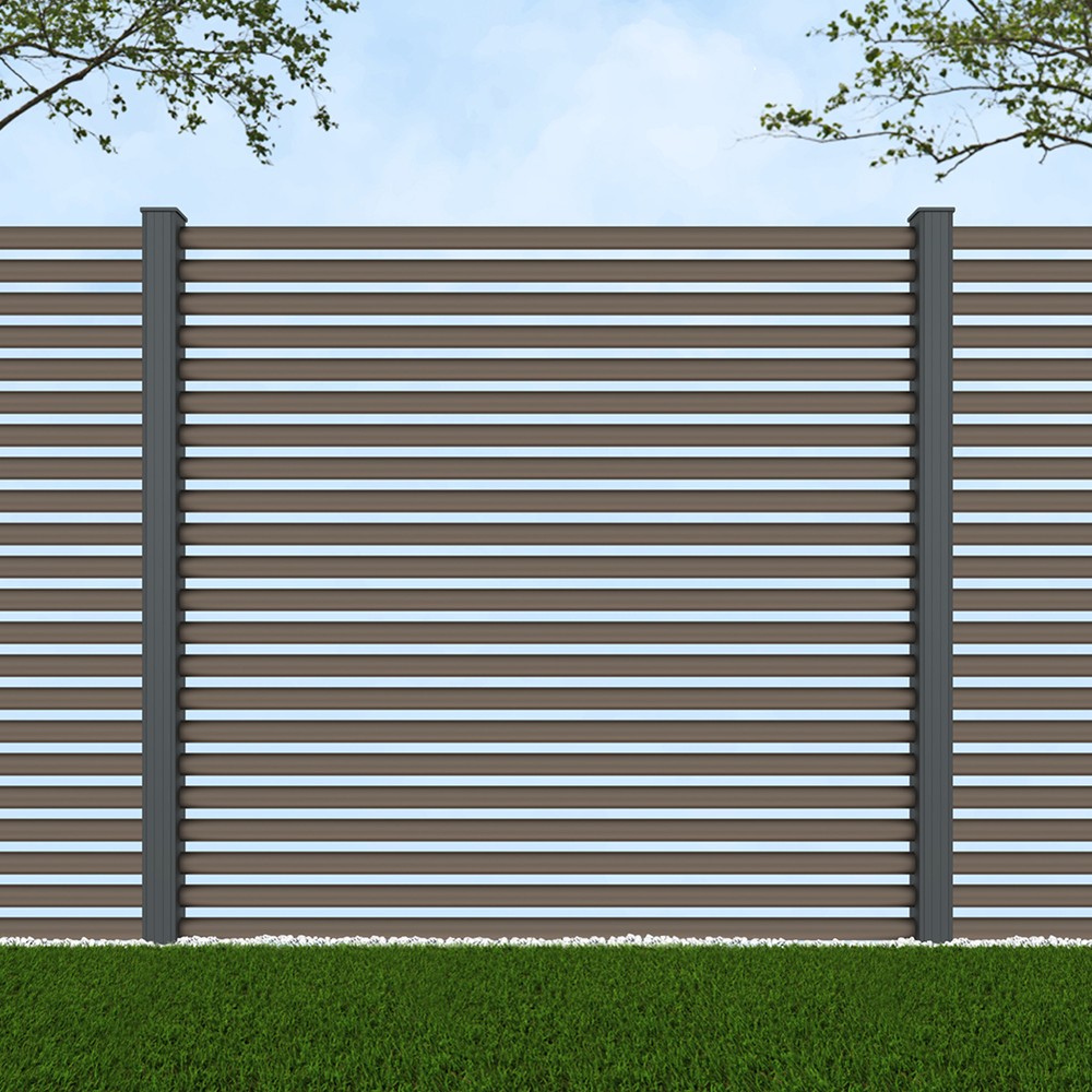 1.8m Half Round Beige Grey - Basalt Grey Posts - Metre Price