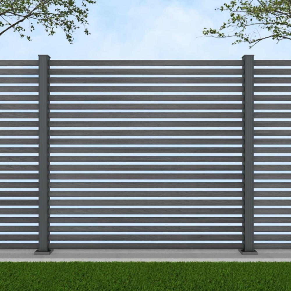 1.8m Half Round Grey Wood Effect - Basalt Grey Bolt Down Posts - Metre Price