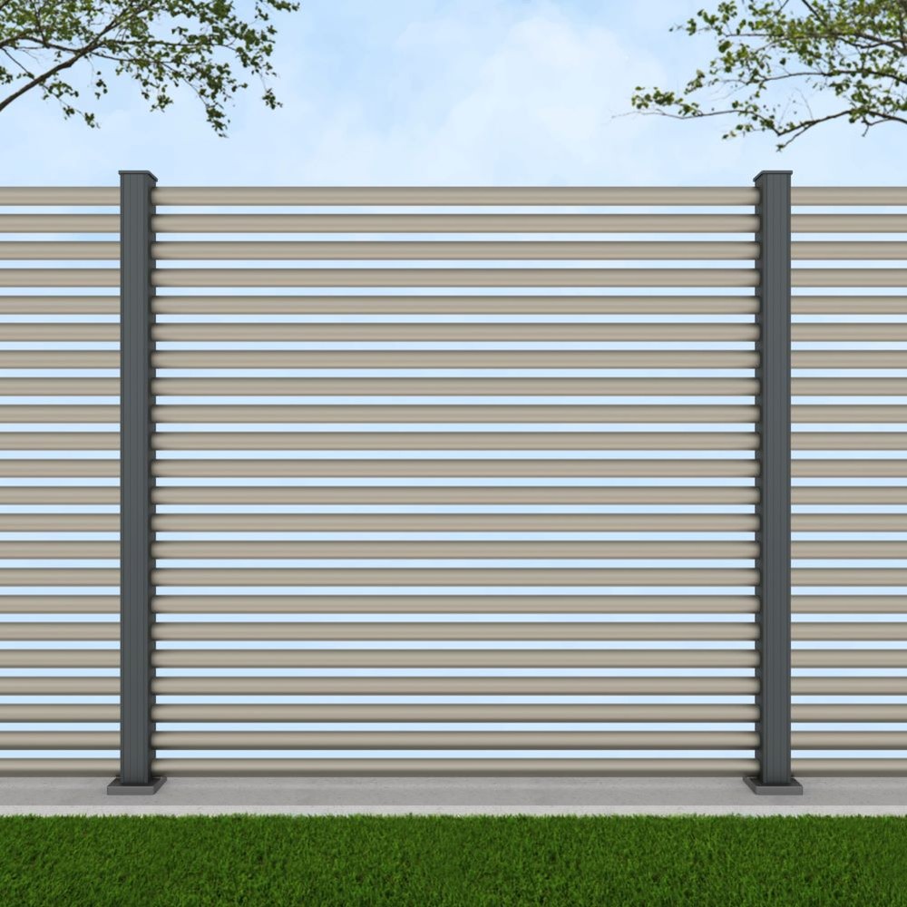 1.8m Half Round Pebble Grey - Basalt Grey Bolt Down Posts - Metre Price