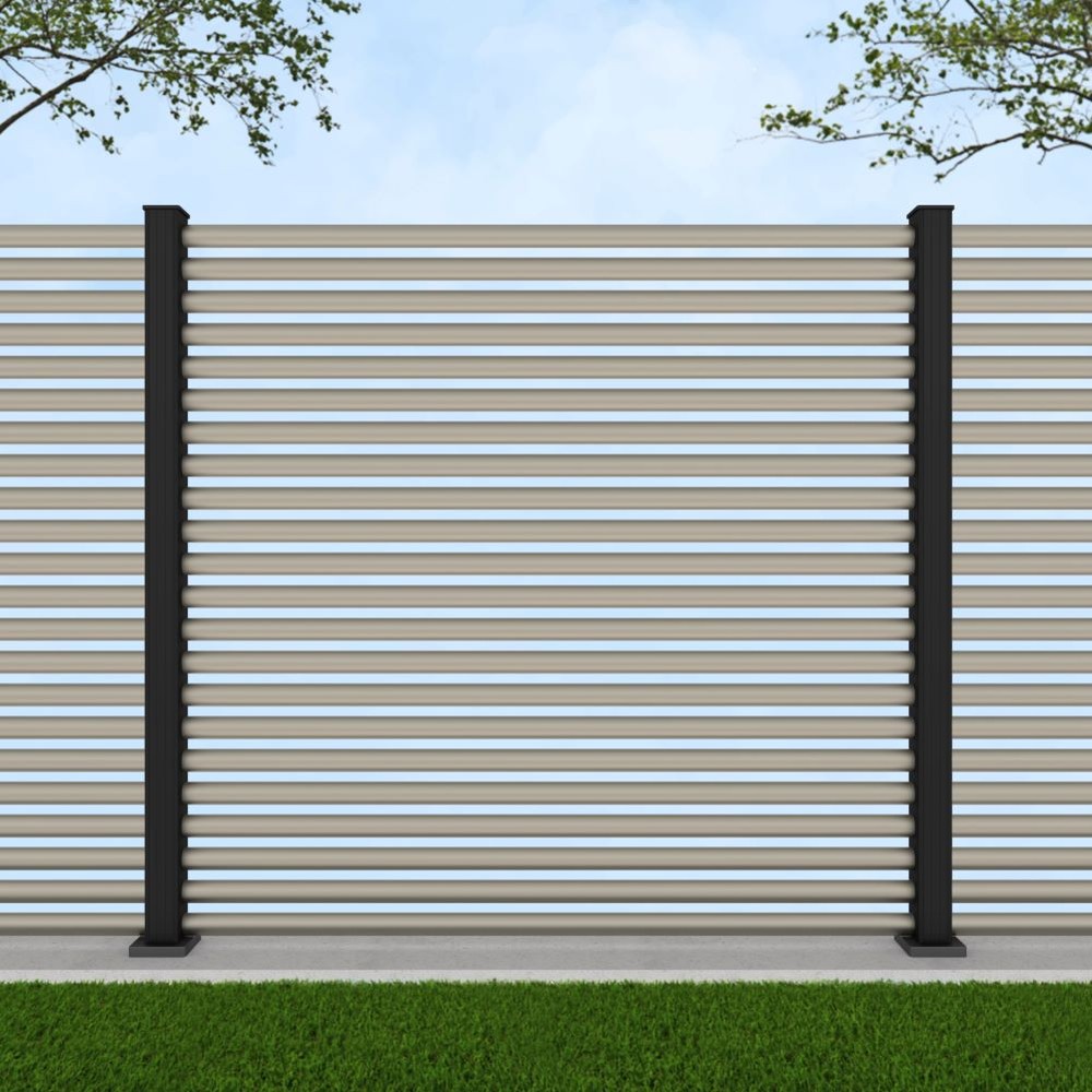 1.8m Half Round Pebble Grey - Black Sand Bolt Down Posts - Metre Price