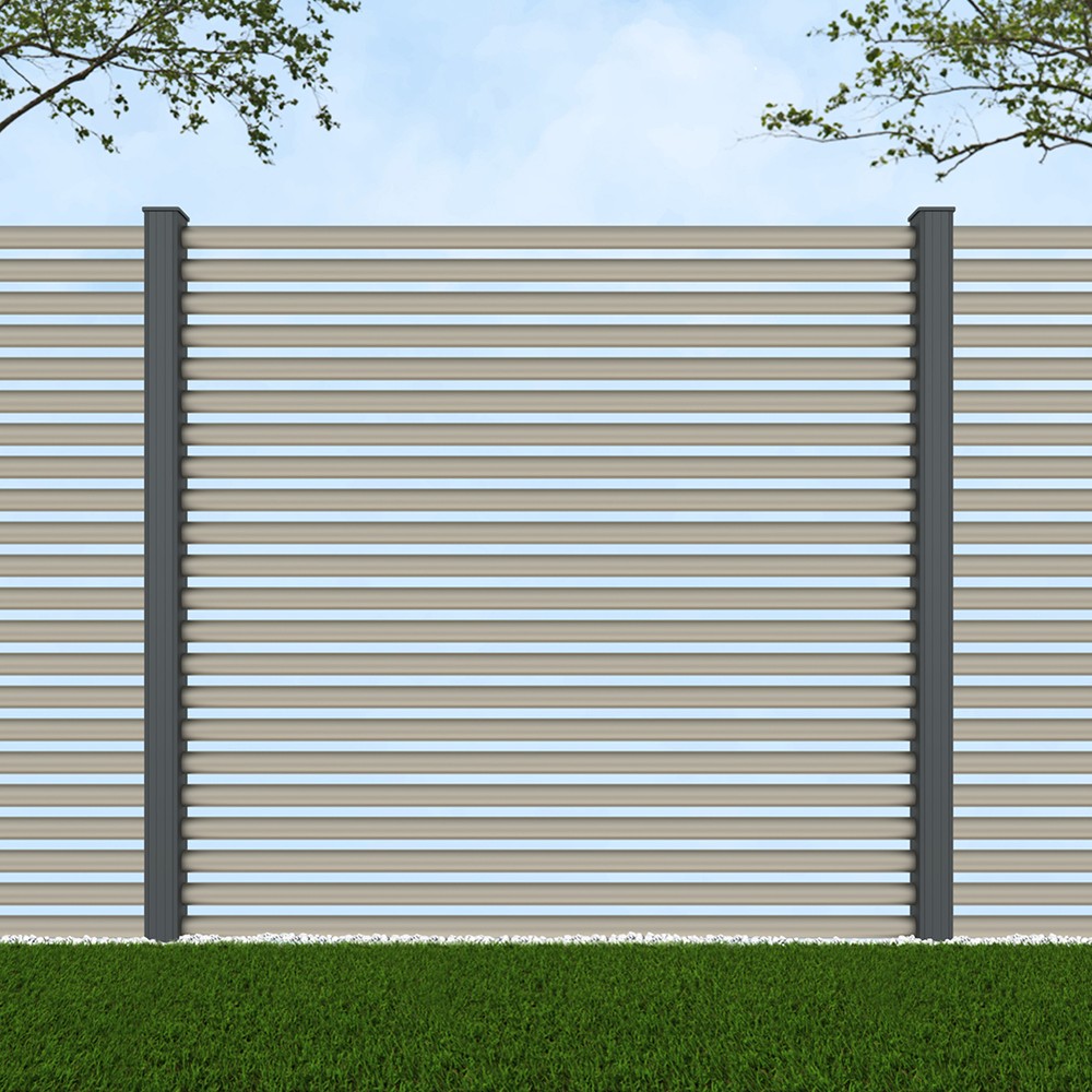 1.8m Half Round Pebble Grey - Basalt Grey Posts - Metre Price