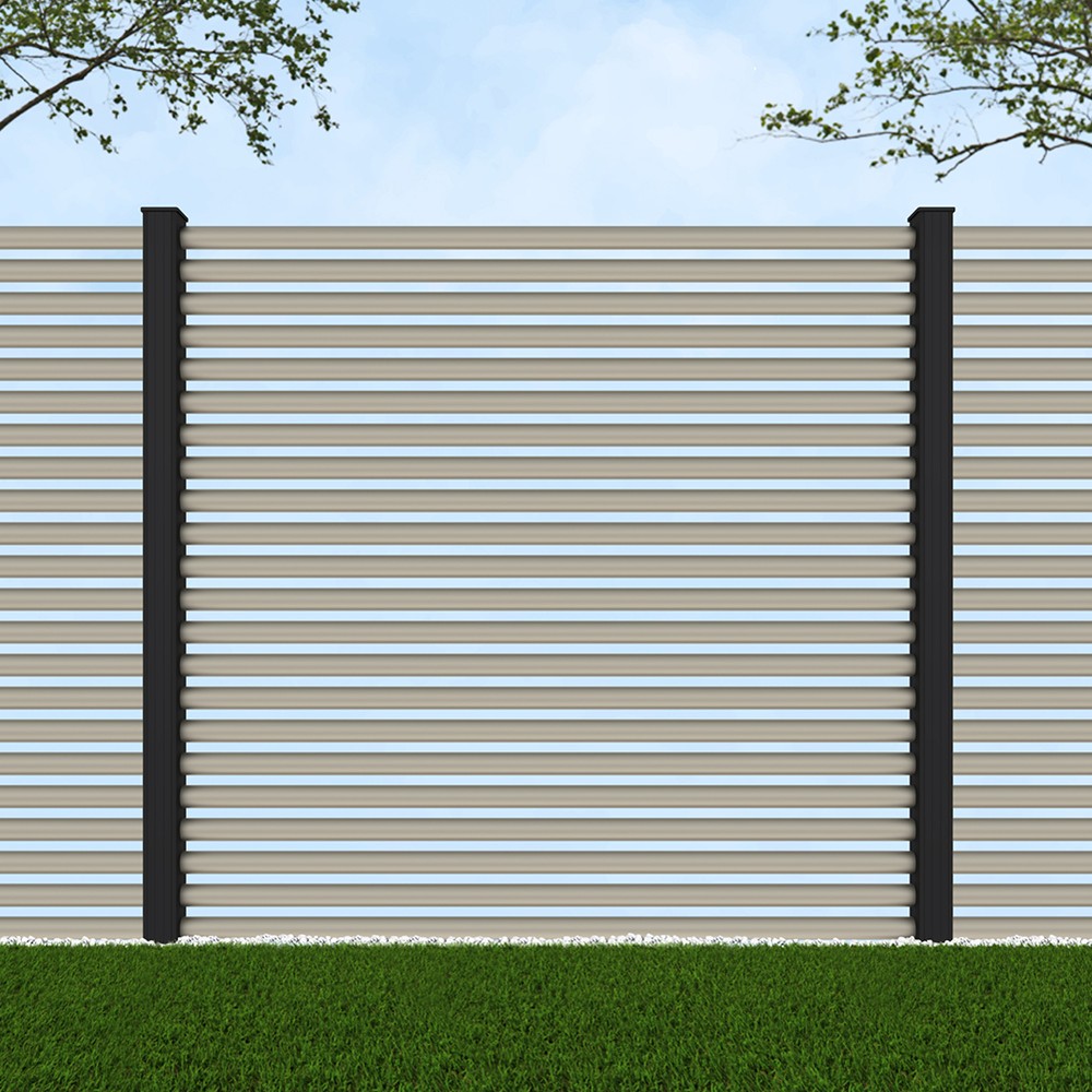 1.8m Half Round Pebble Grey - Black Sand Posts - Metre Price