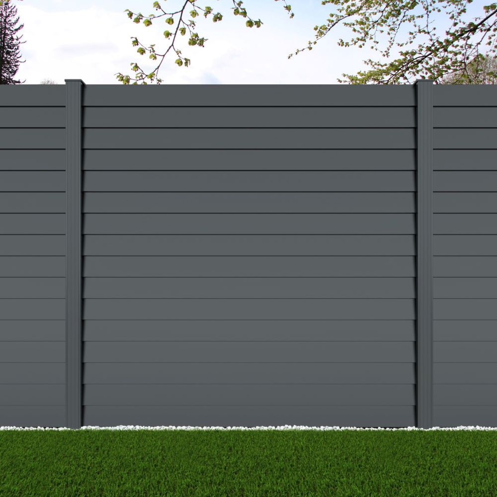 1.8m Louvre Fence Basalt Grey - Basalt Grey Posts - Metre Price
