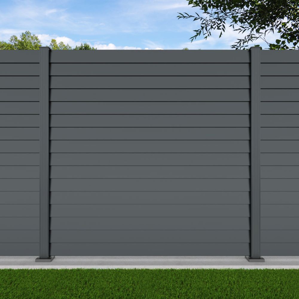 1.8m Louvre Fence Basalt Grey - Basalt Grey Bolt Down Posts - Metre Price