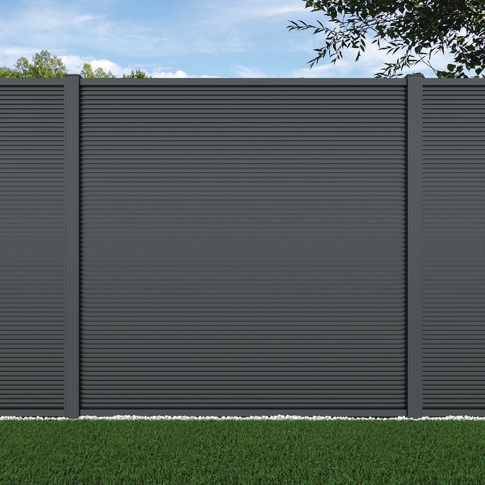 1.8m Ridged Fence Basalt Grey - Basalt Grey Posts - Metre Price