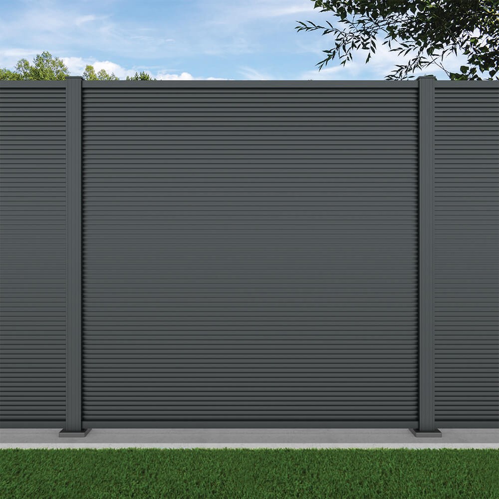 1.8m Ridged Fence Basalt Grey -Basalt Grey Bolt Down Posts - Metre Price