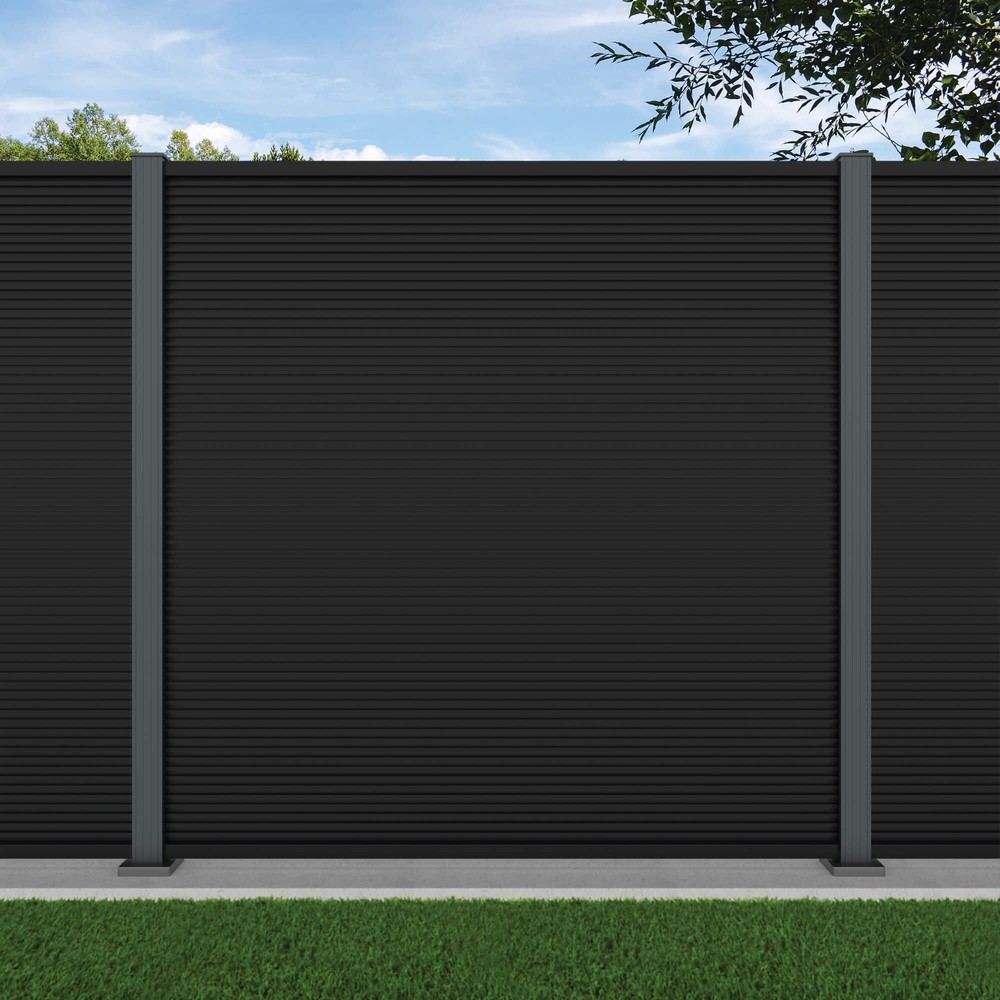 1.8m Ridged Fence Black Sand -Basalt Grey Bolt Down Posts - Metre Price