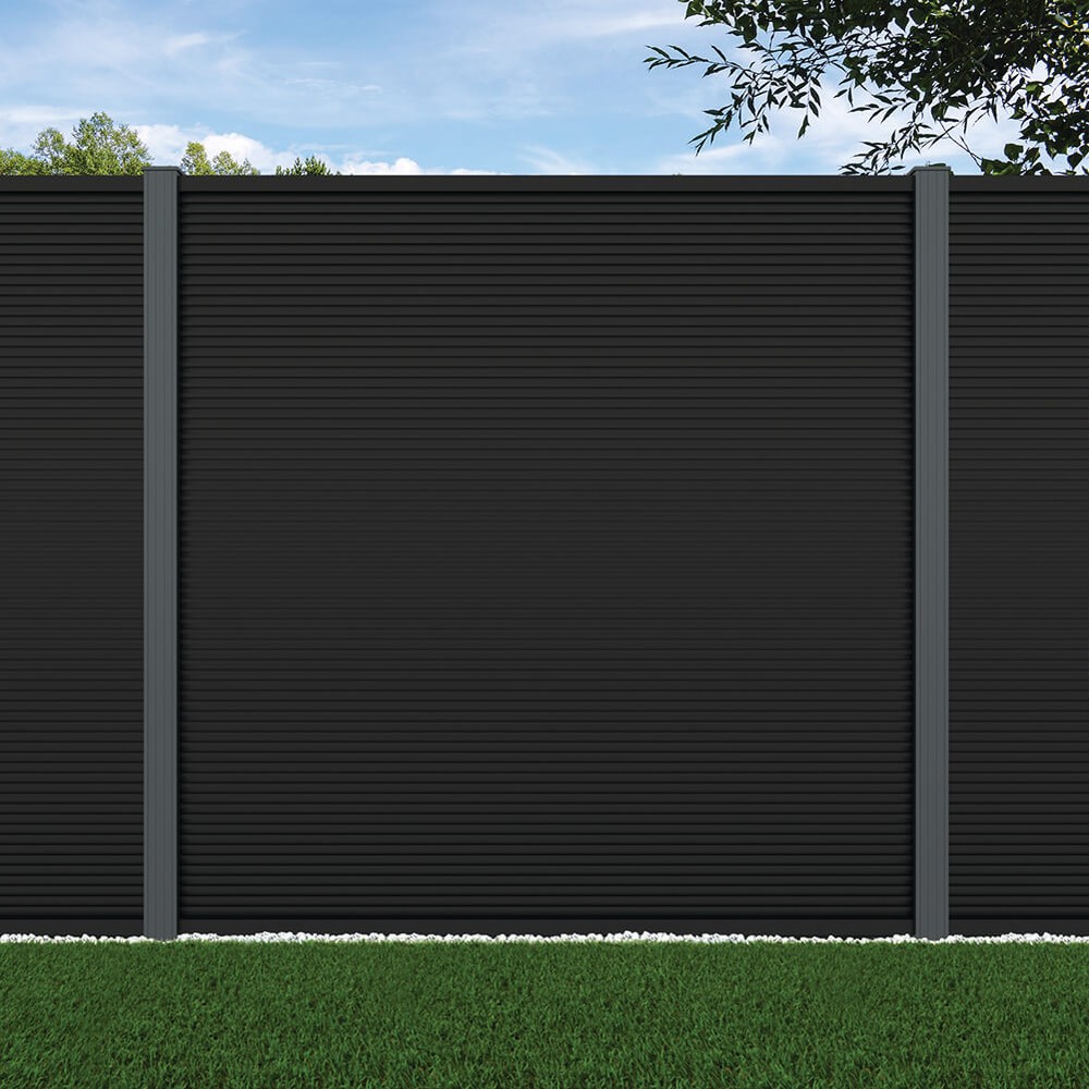 1.8m Ridged Fence Black Sand -Basalt Grey Posts - Metre Price